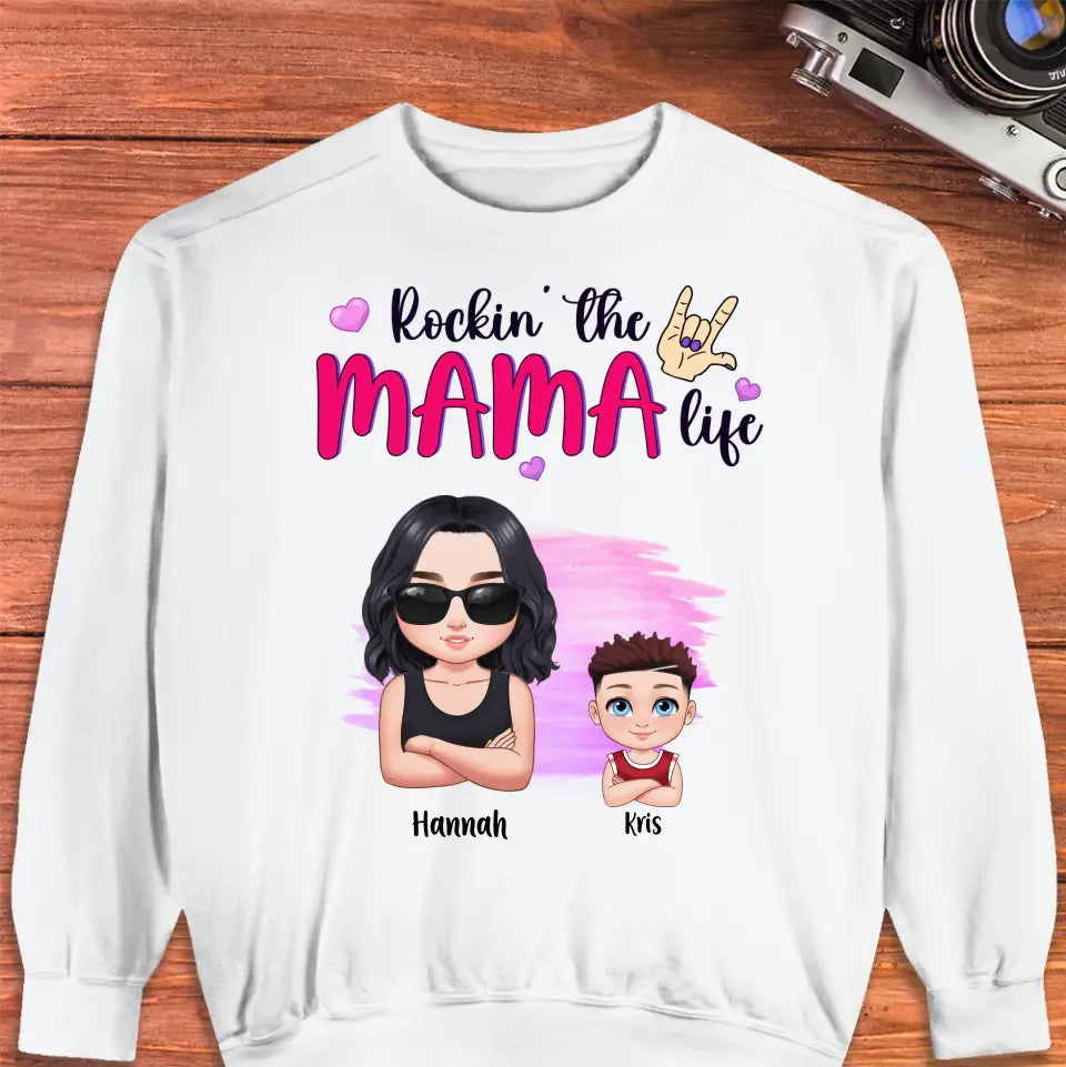 Rockin' The Mama Life - Custom Name - Personalized Gifts For Mom - Sweater