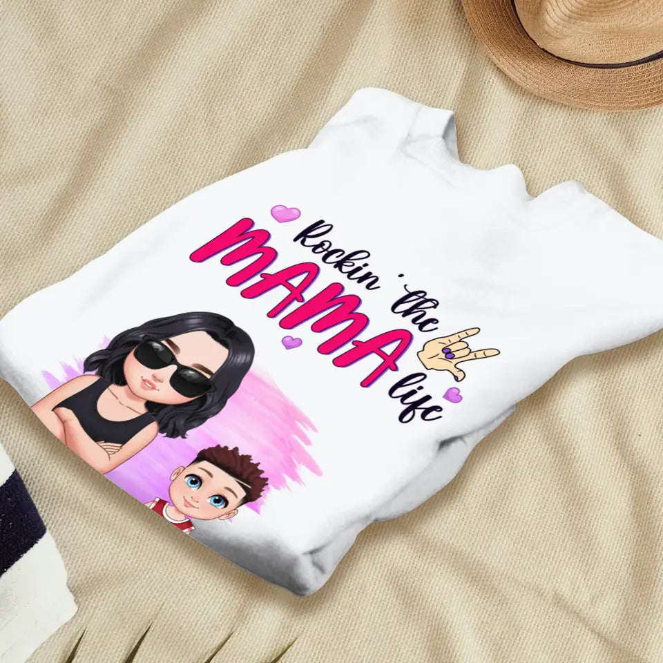 Rockin' The Mama Life - Custom Name - Personalized Gifts For Mom - Sweater