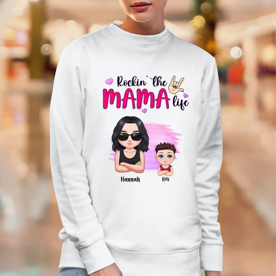 Rockin' The Mama Life - Custom Name - Personalized Gifts For Mom - Sweater