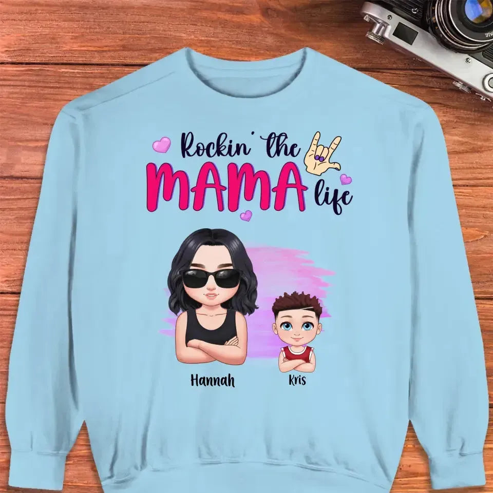 Rockin' The Mama Life - Custom Name - Personalized Gifts For Mom - Sweater