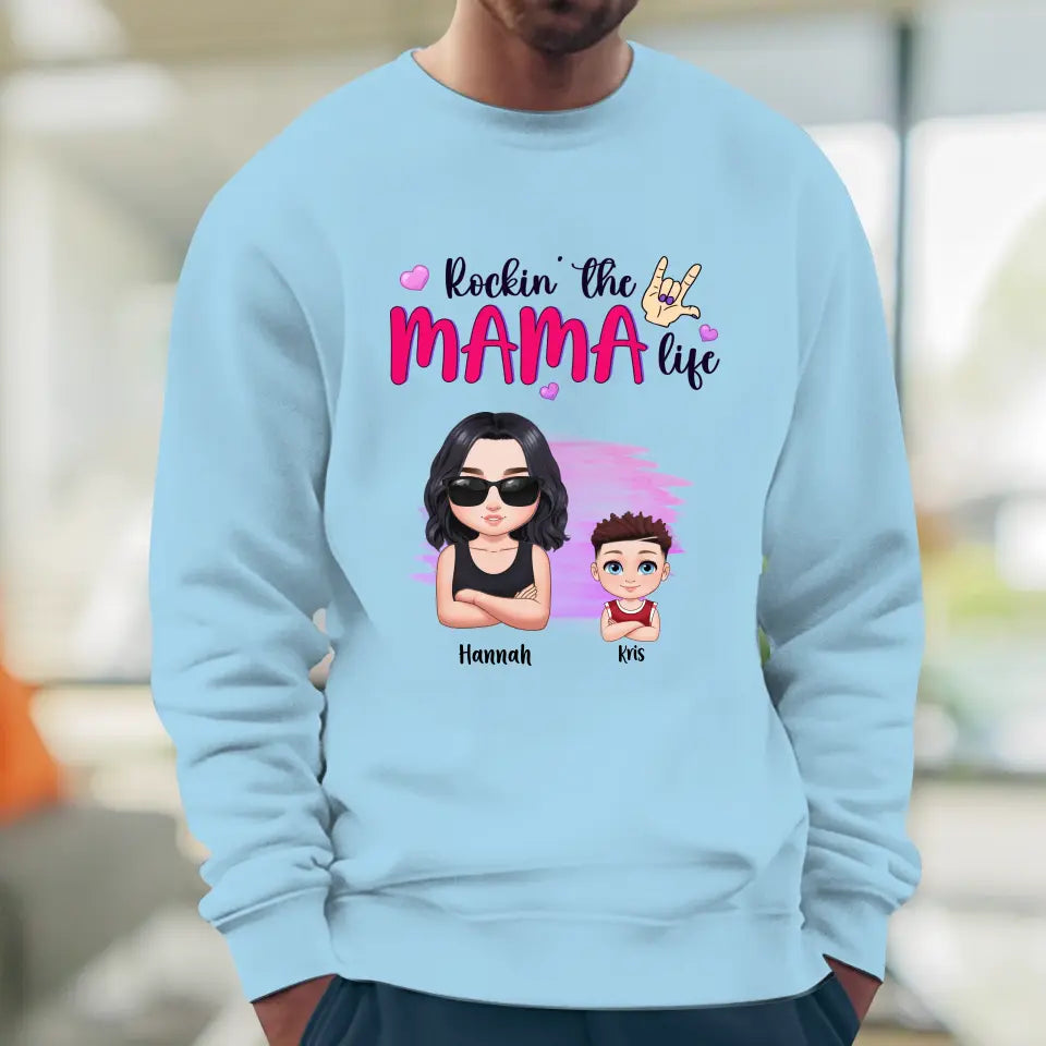 Rockin' The Mama Life - Custom Name - Personalized Gifts For Mom - Sweater