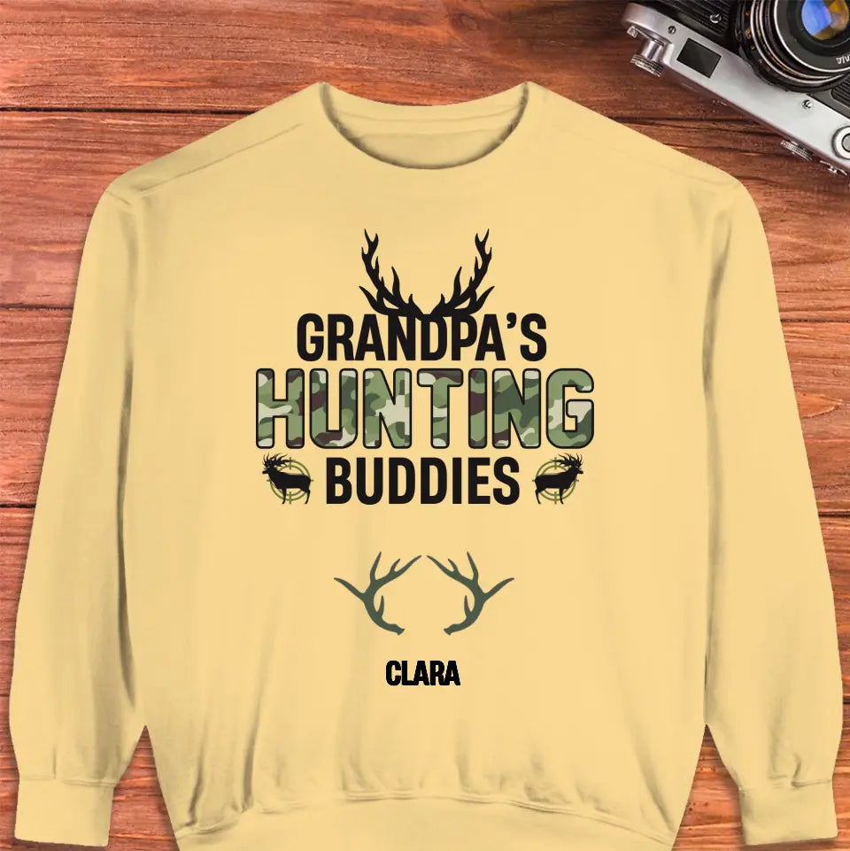 Grandpa's Hunting Buddies - Custom Name - Personalized Gifts For Grandpa - T-Shirt