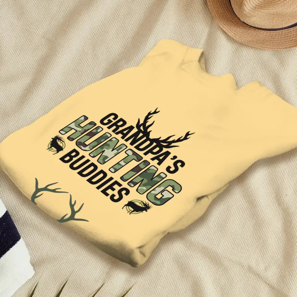 Grandpa's Hunting Buddies - Custom Name - Personalized Gifts For Grandpa - T-Shirt