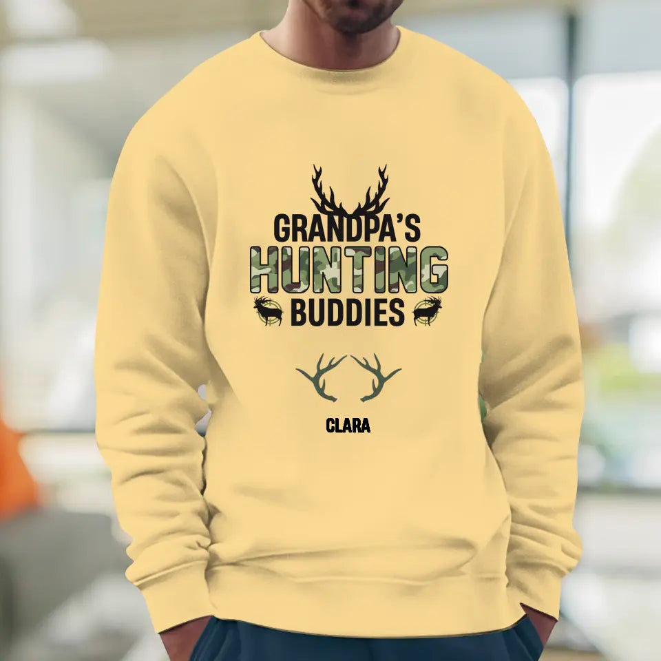 Grandpa's Hunting Buddies - Custom Name - Personalized Gifts For Grandpa - T-Shirt