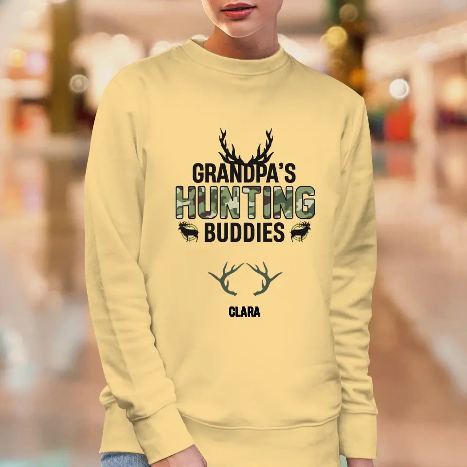 Grandpa's Hunting Buddies - Custom Name - Personalized Gifts For Grandpa - T-Shirt