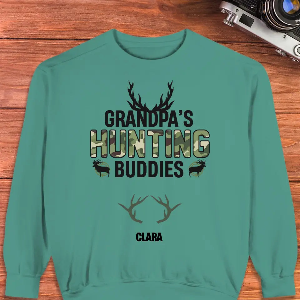 Grandpa's Hunting Buddies - Custom Name - Personalized Gifts For Grandpa - T-Shirt