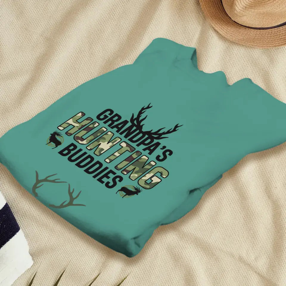 Grandpa's Hunting Buddies - Custom Name - Personalized Gifts For Grandpa - T-Shirt