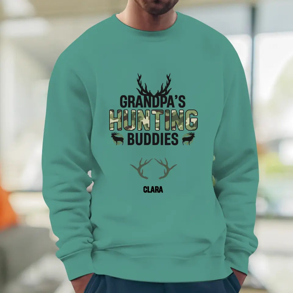 Grandpa's Hunting Buddies - Custom Name - Personalized Gifts For Grandpa - T-Shirt