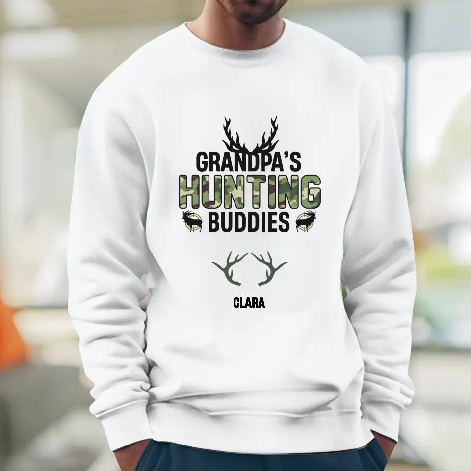 Grandpa's Hunting Buddies - Custom Name - Personalized Gifts For Grandpa - T-Shirt