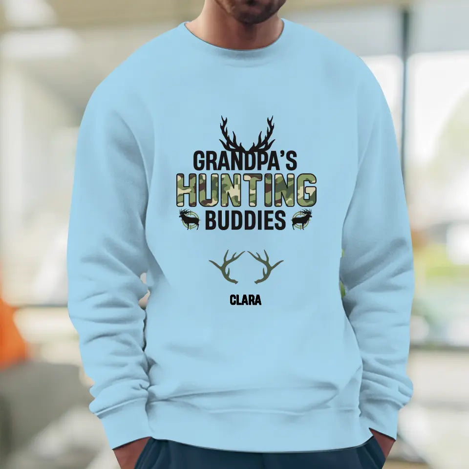 Grandpa's Hunting Buddies - Custom Name - Personalized Gifts For Grandpa - T-Shirt