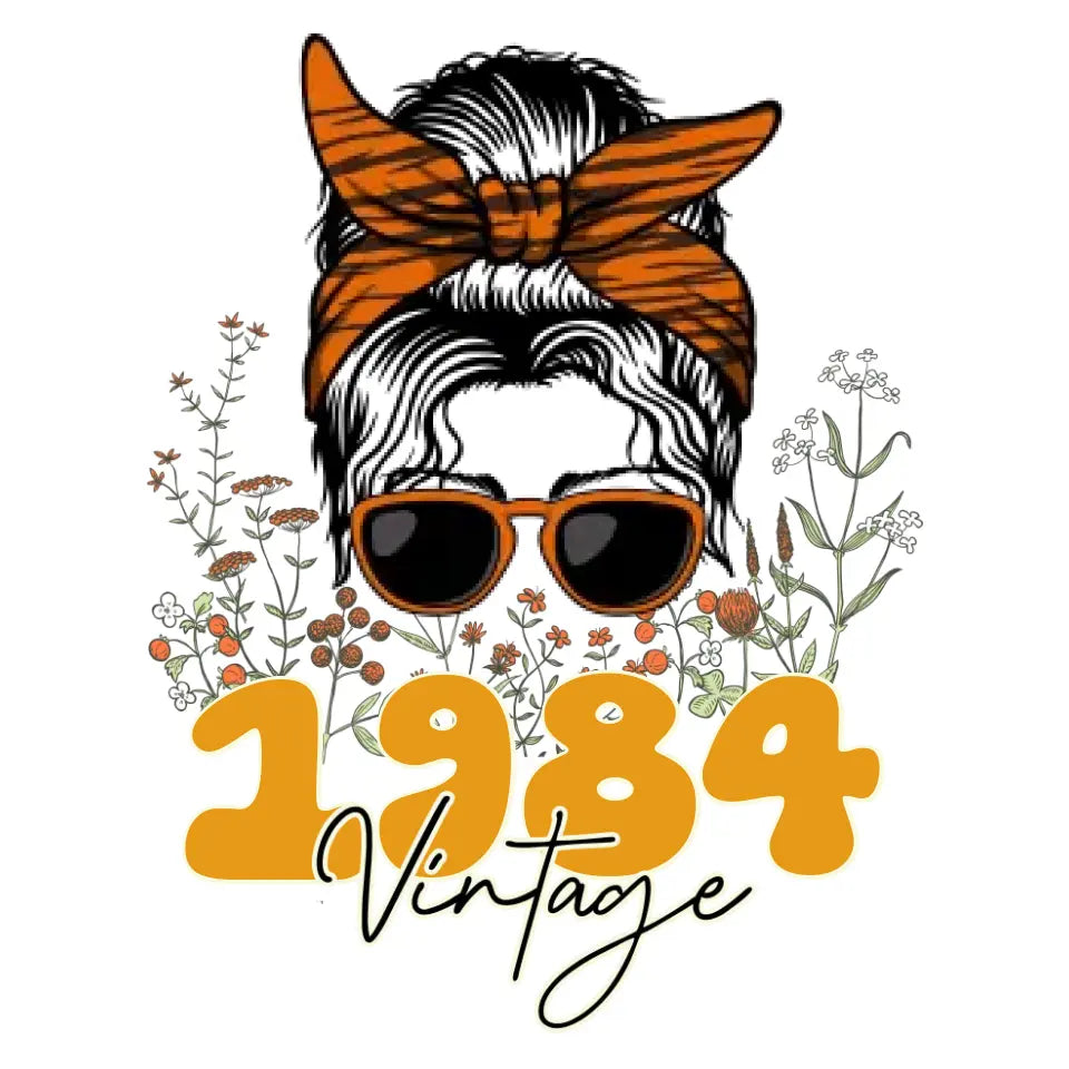 Messy Hair Bun Vintage - Custom Date - Personalized Gifts For Mom - T-Shirt