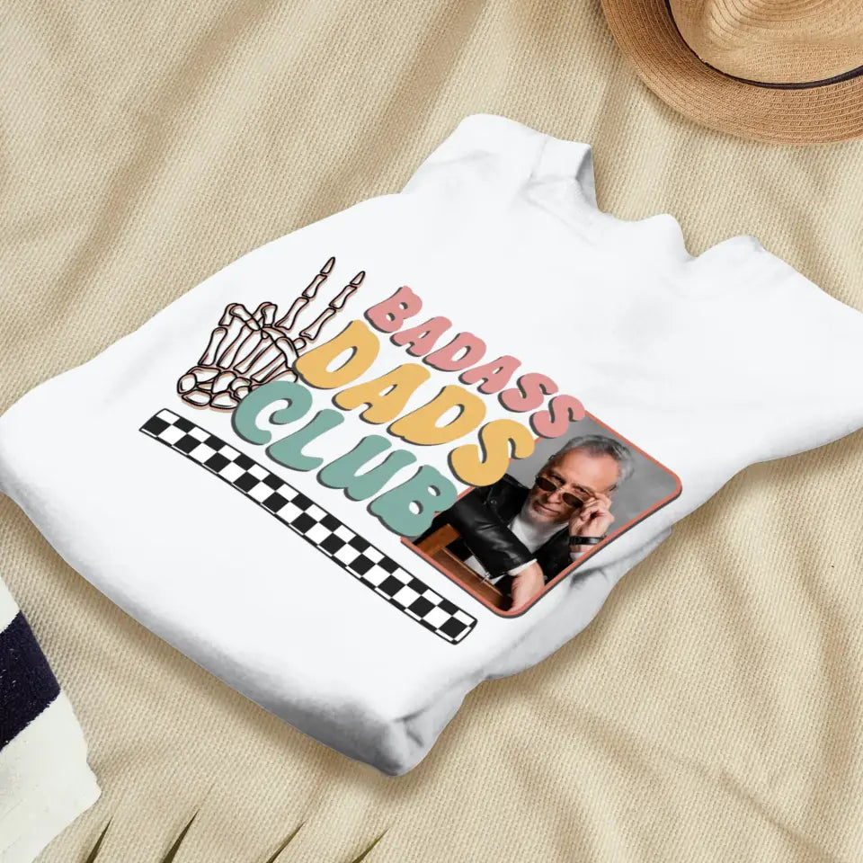 Badass Dads Club - Custom Photo - Personalized Gifts For Dad - T-Shirt