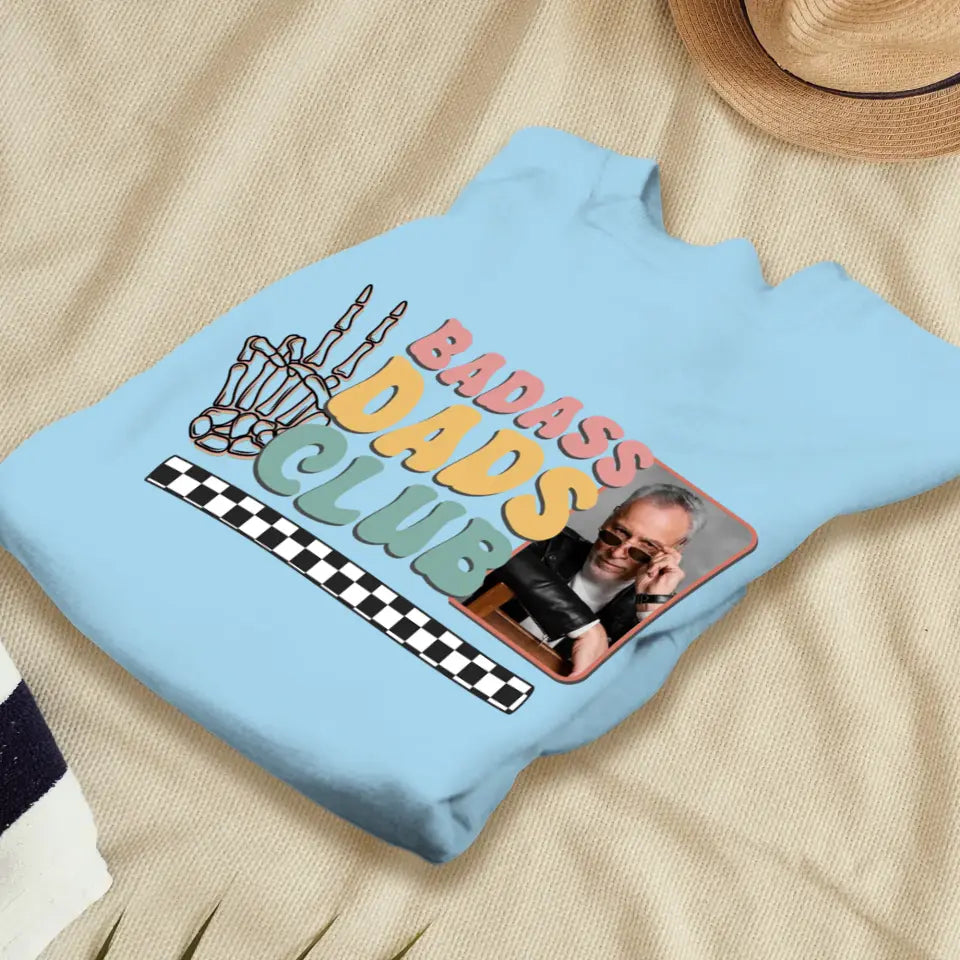 Badass Dads Club - Custom Photo - Personalized Gifts For Dad - T-Shirt