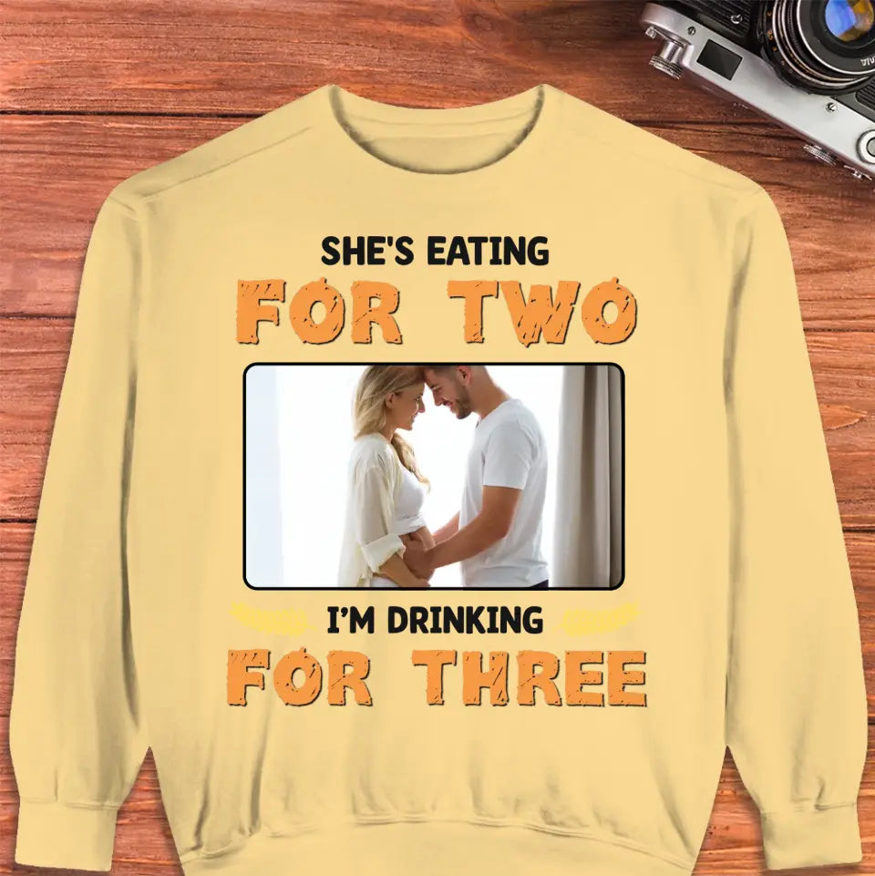 I'm Drinking For Three- Custom Photo - Personalized Gifts For Dad - T-Shirt