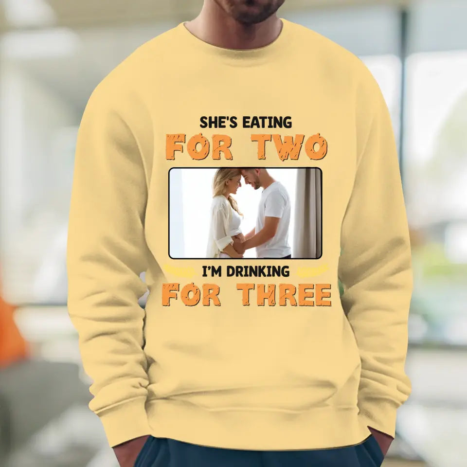 I'm Drinking For Three- Custom Photo - Personalized Gifts For Dad - T-Shirt