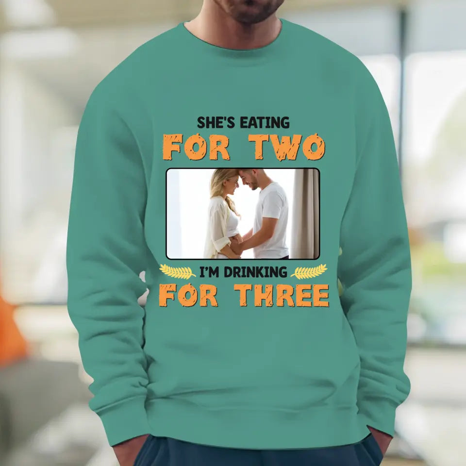 I'm Drinking For Three- Custom Photo - Personalized Gifts For Dad - Sweater