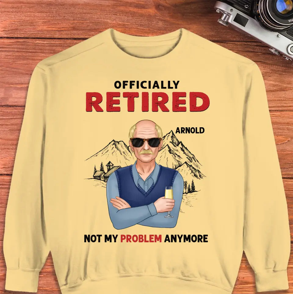 Officially Retired - Custom Name - Personalized Gifts For Grandpa - T-Shirt