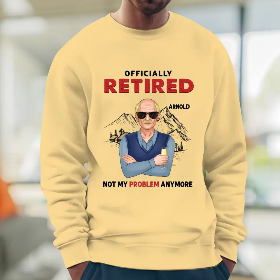 Officially Retired - Custom Name - Personalized Gifts For Grandpa - T-Shirt