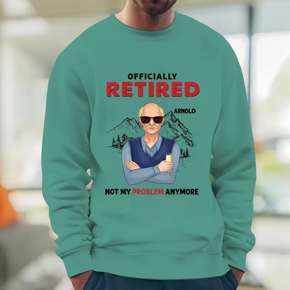 Officially Retired - Custom Name - Personalized Gifts For Grandpa - T-Shirt