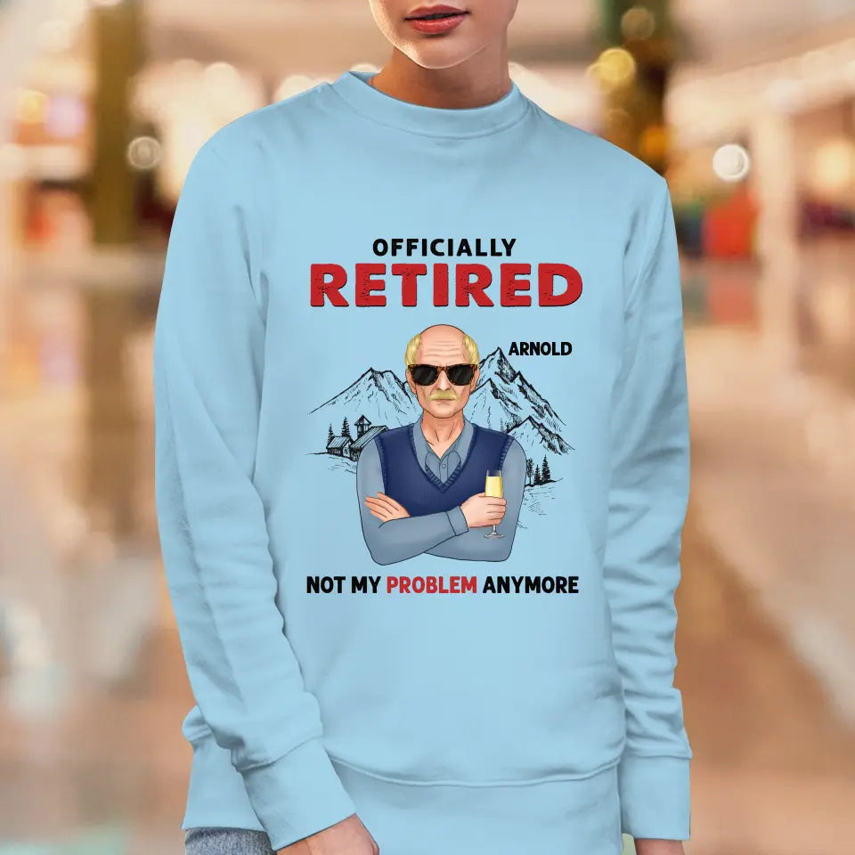 Officially Retired - Custom Name - Personalized Gifts For Grandpa - T-Shirt