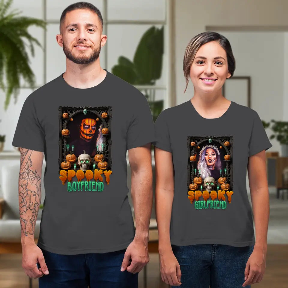 Spooky Couple - Custom Photo - Personalized Gifts For Couple - T-shirt