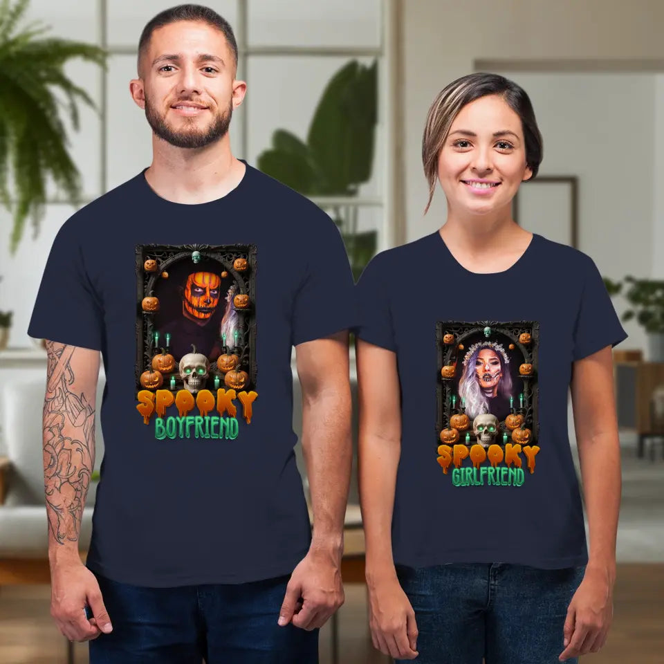 Spooky Couple - Custom Photo - Personalized Gifts For Couple - T-shirt