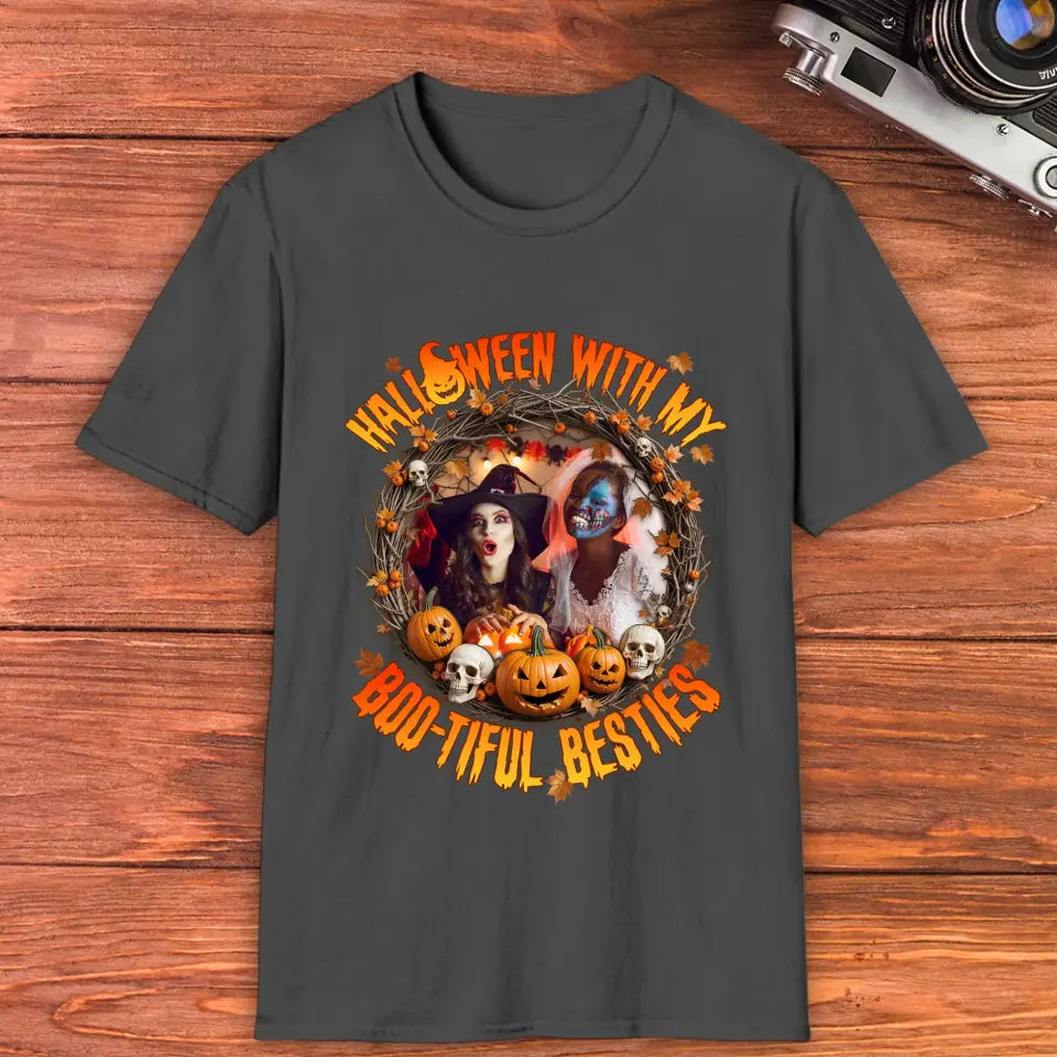 Halloween With My Boo-tiful Besties - Custom Photo - Personalized Gifts For Bestie - T-shirt