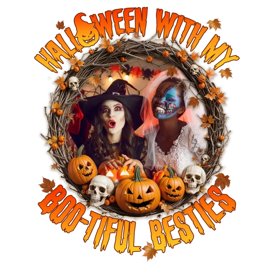 Halloween With My Boo-tiful Besties - Custom Photo - Personalized Gifts For Bestie - T-shirt