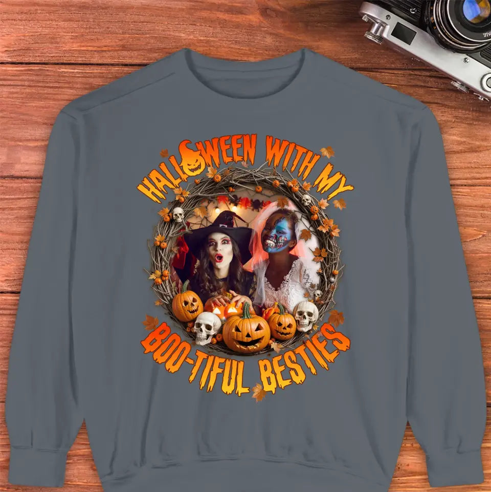 Halloween With My Boo-tiful Besties - Custom Photo - Personalized Gifts For Bestie - T-shirt