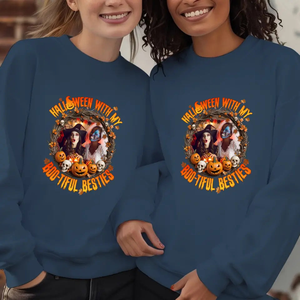 Halloween With My Boo-tiful Besties - Custom Photo - Personalized Gifts For Bestie - T-shirt