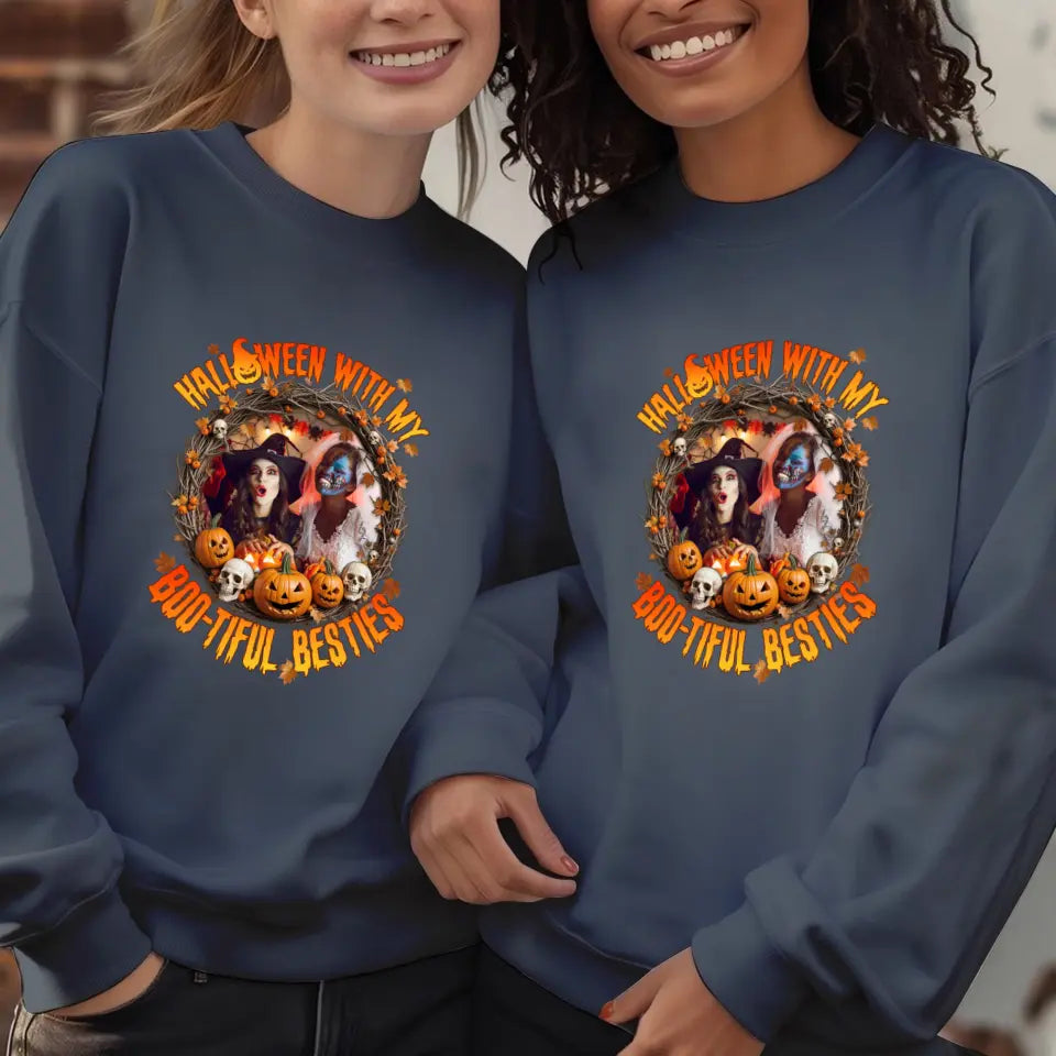 Halloween With My Boo-tiful Besties - Custom Photo - Personalized Gifts For Bestie - Sweater