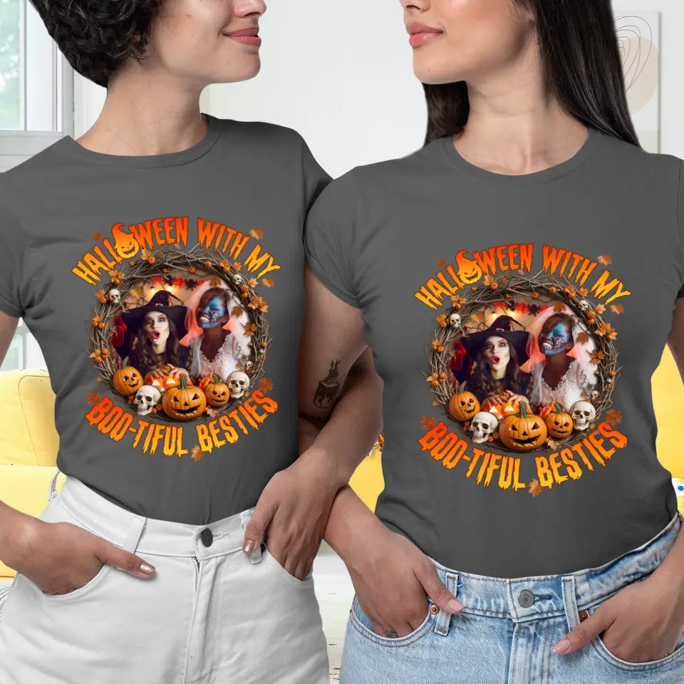 Halloween With My Boo-tiful Besties - Custom Photo - Personalized Gifts For Bestie - Hoodie