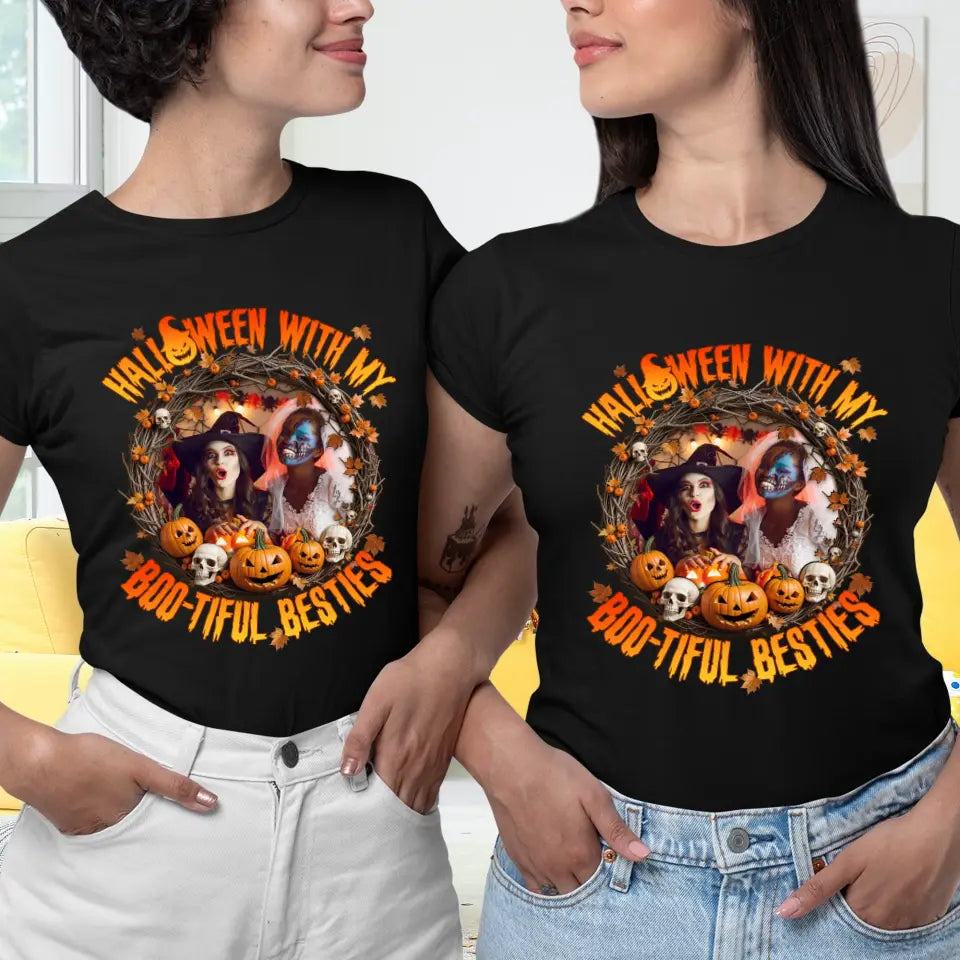 Halloween With My Boo-tiful Besties - Custom Photo - Personalized Gifts For Bestie - Hoodie