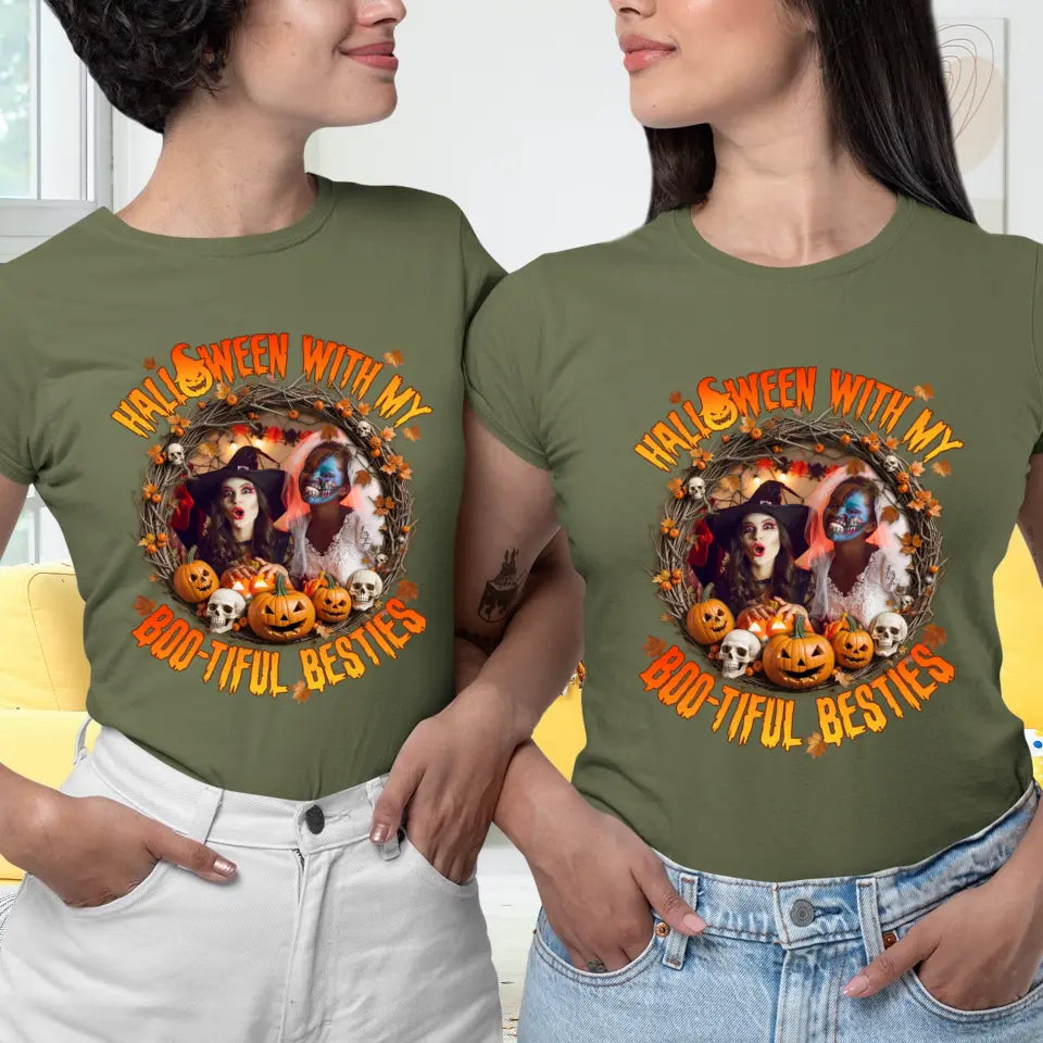 Halloween With My Boo-tiful Besties - Custom Photo - Personalized Gifts For Bestie - Hoodie