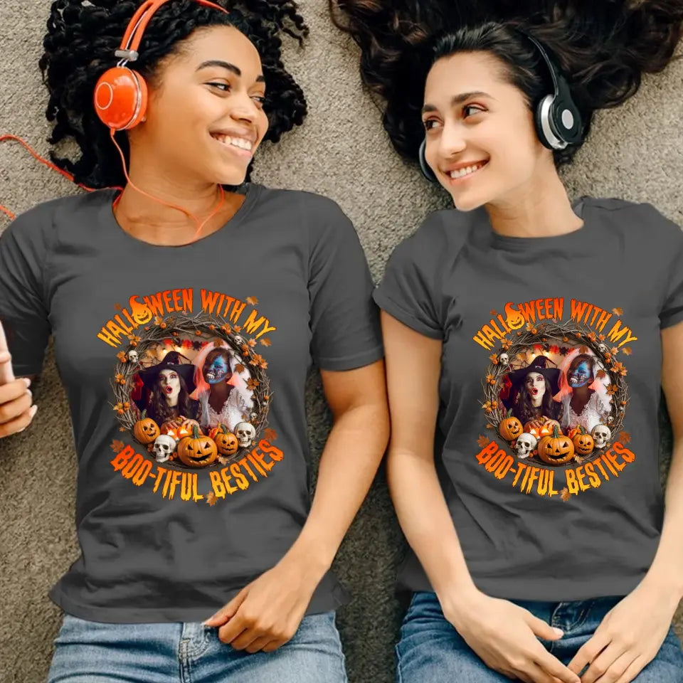 Halloween With My Boo-tiful Besties - Custom Photo - Personalized Gifts For Bestie - Hoodie