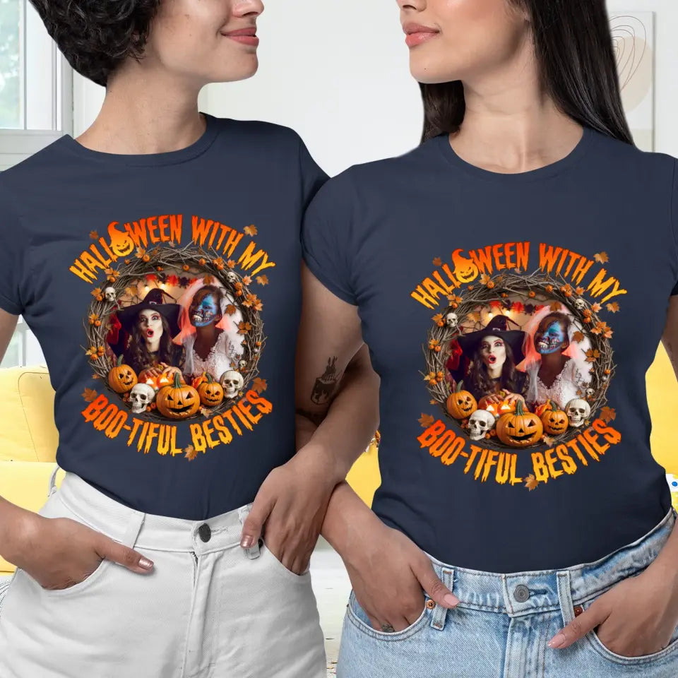 Halloween With My Boo-tiful Besties - Custom Photo - Personalized Gifts For Bestie - Hoodie