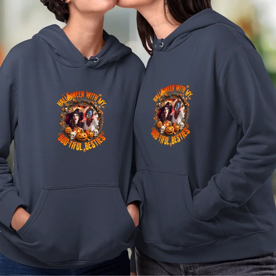 Halloween With My Boo-tiful Besties - Custom Photo - Personalized Gifts For Bestie - Hoodie