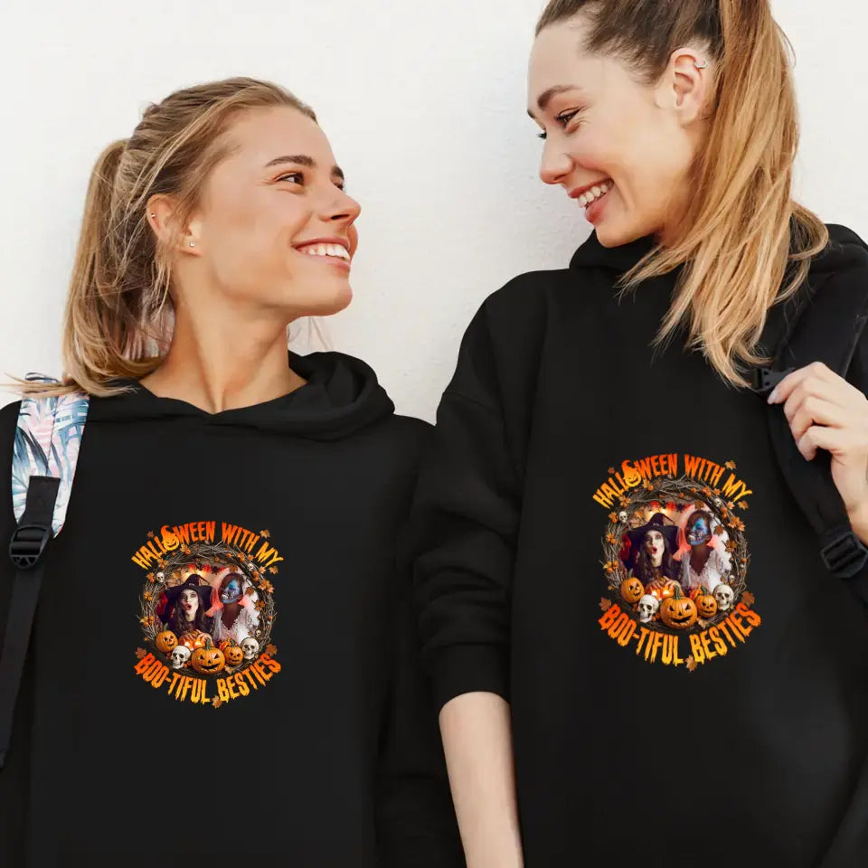 Halloween With My Boo-tiful Besties - Custom Photo - Personalized Gifts For Bestie - Hoodie