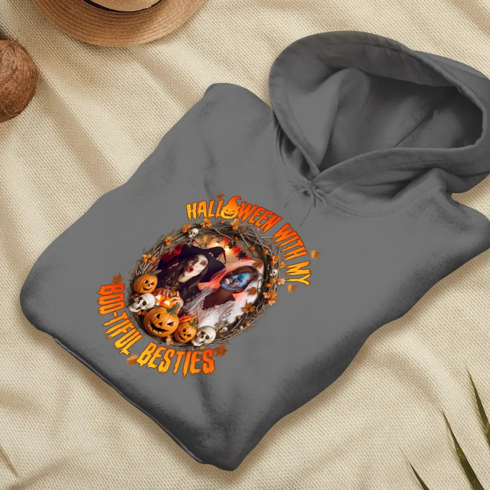 Halloween With My Boo-tiful Besties - Custom Photo - Personalized Gifts For Bestie - Hoodie