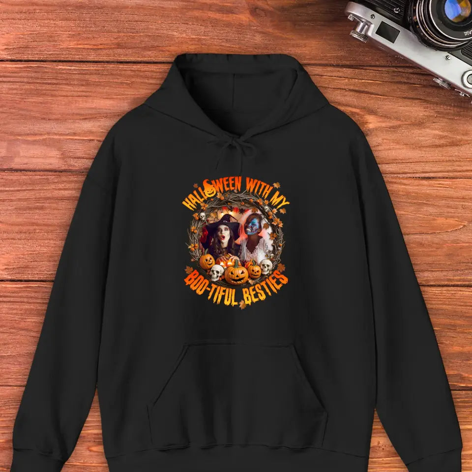 Halloween With My Boo-tiful Besties - Custom Photo - Personalized Gifts For Bestie - Hoodie