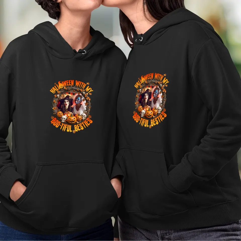 Halloween With My Boo-tiful Besties - Custom Photo - Personalized Gifts For Bestie - Hoodie