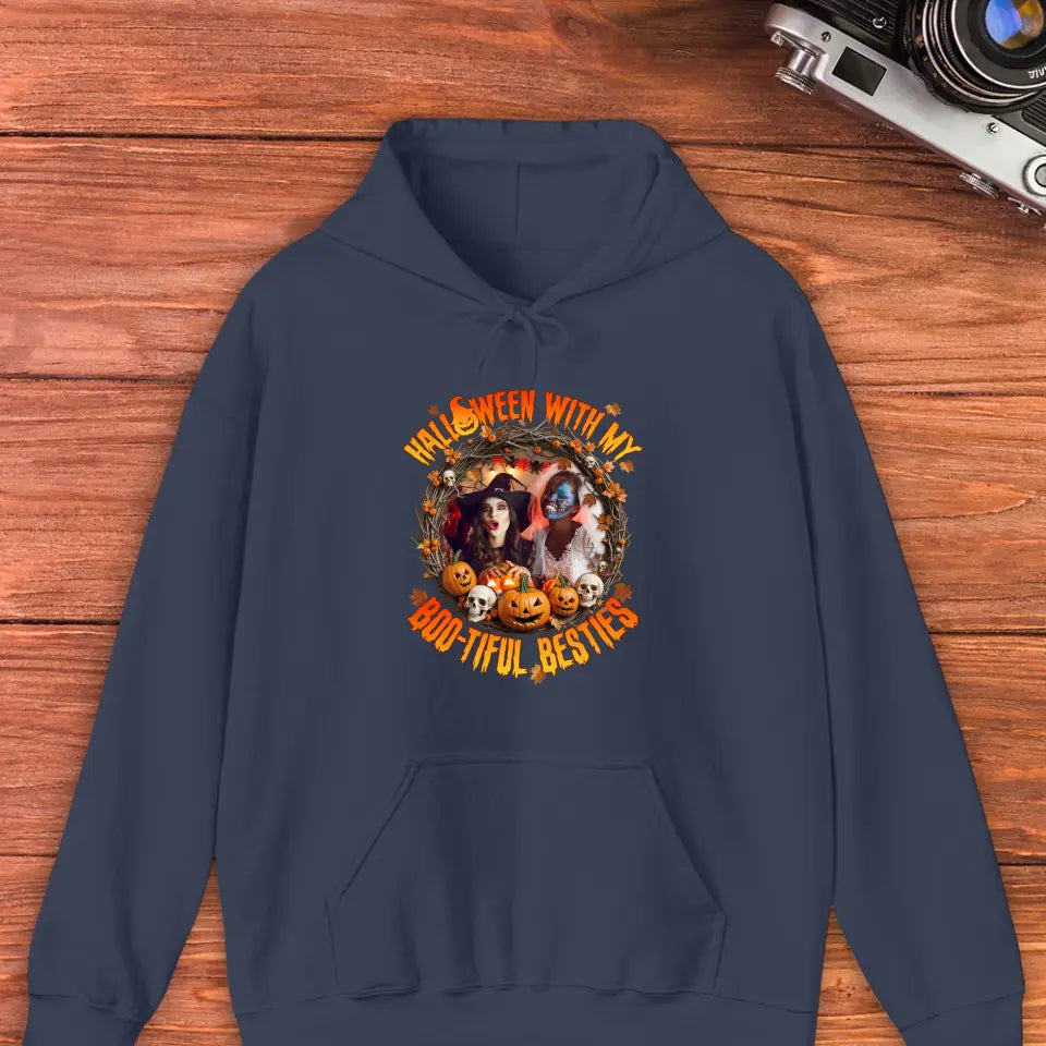 Halloween With My Boo-tiful Besties - Custom Photo - Personalized Gifts For Bestie - Hoodie