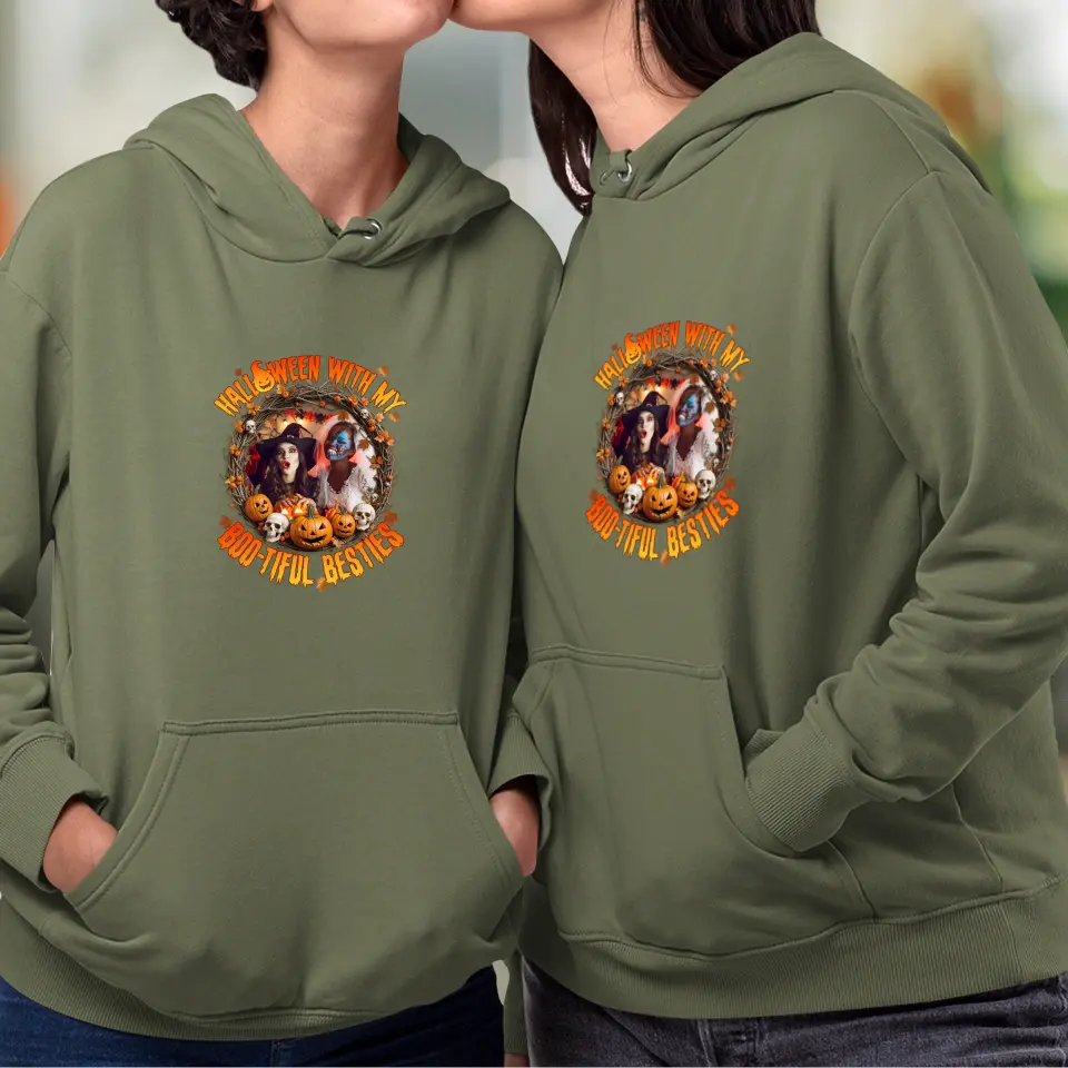 Halloween With My Boo-tiful Besties - Custom Photo - Personalized Gifts For Bestie - Hoodie