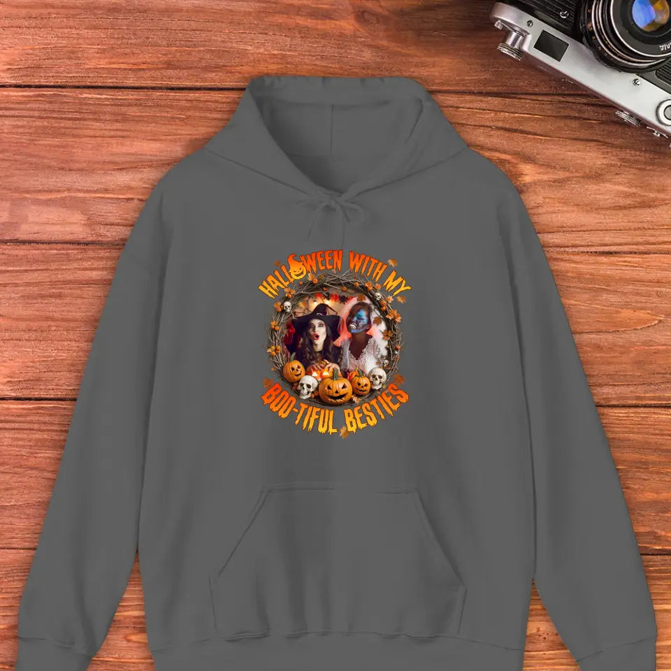 Halloween With My Boo-tiful Besties - Custom Photo - Personalized Gifts For Bestie - Hoodie