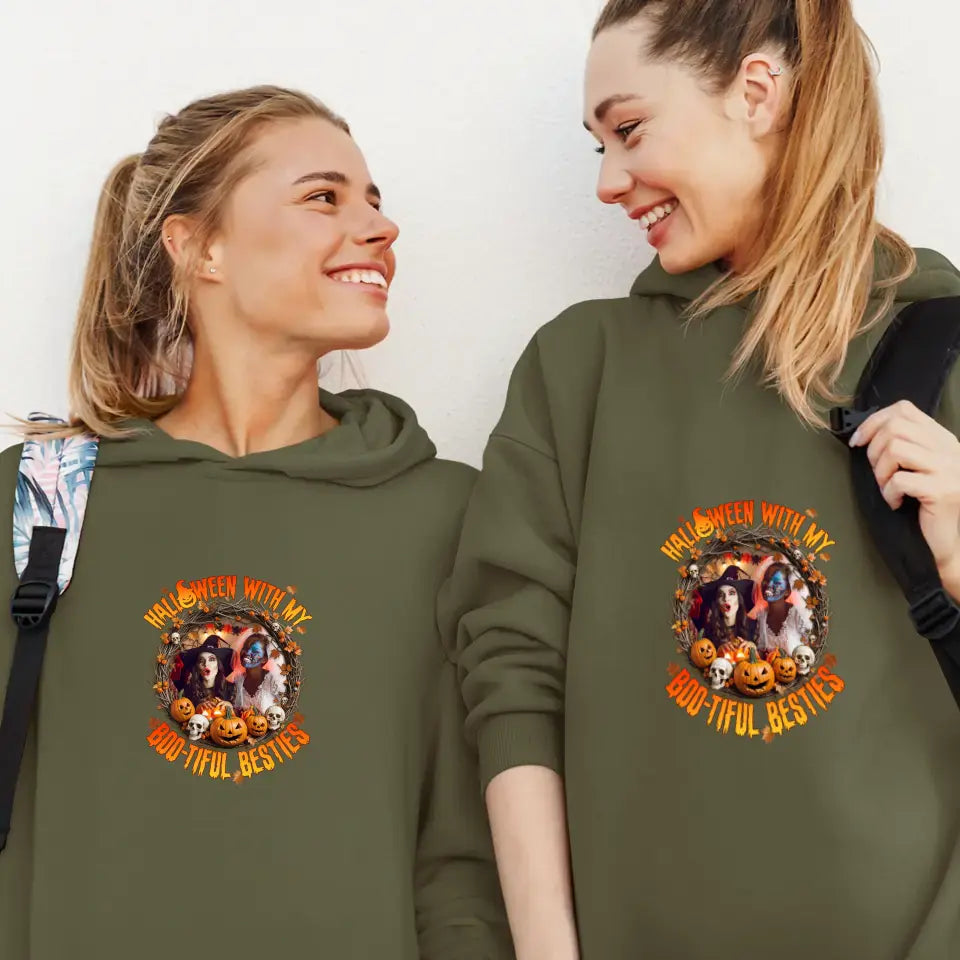 Halloween With My Boo-tiful Besties - Custom Photo - Personalized Gifts For Bestie - Hoodie