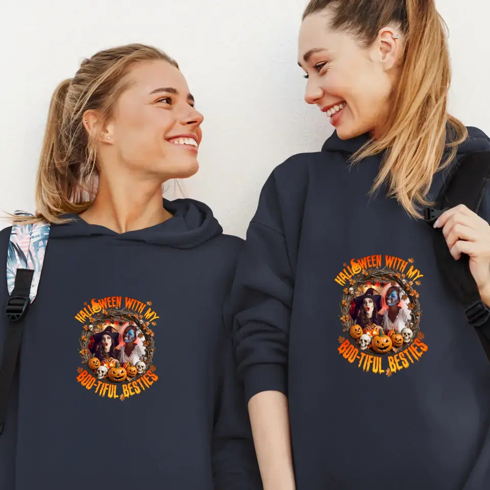 Halloween With My Boo-tiful Besties - Custom Photo - Personalized Gifts For Bestie - Hoodie