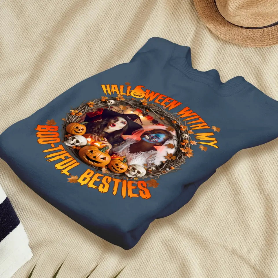 Halloween With My Boo-tiful Besties - Custom Photo - Personalized Gifts For Bestie - Hoodie