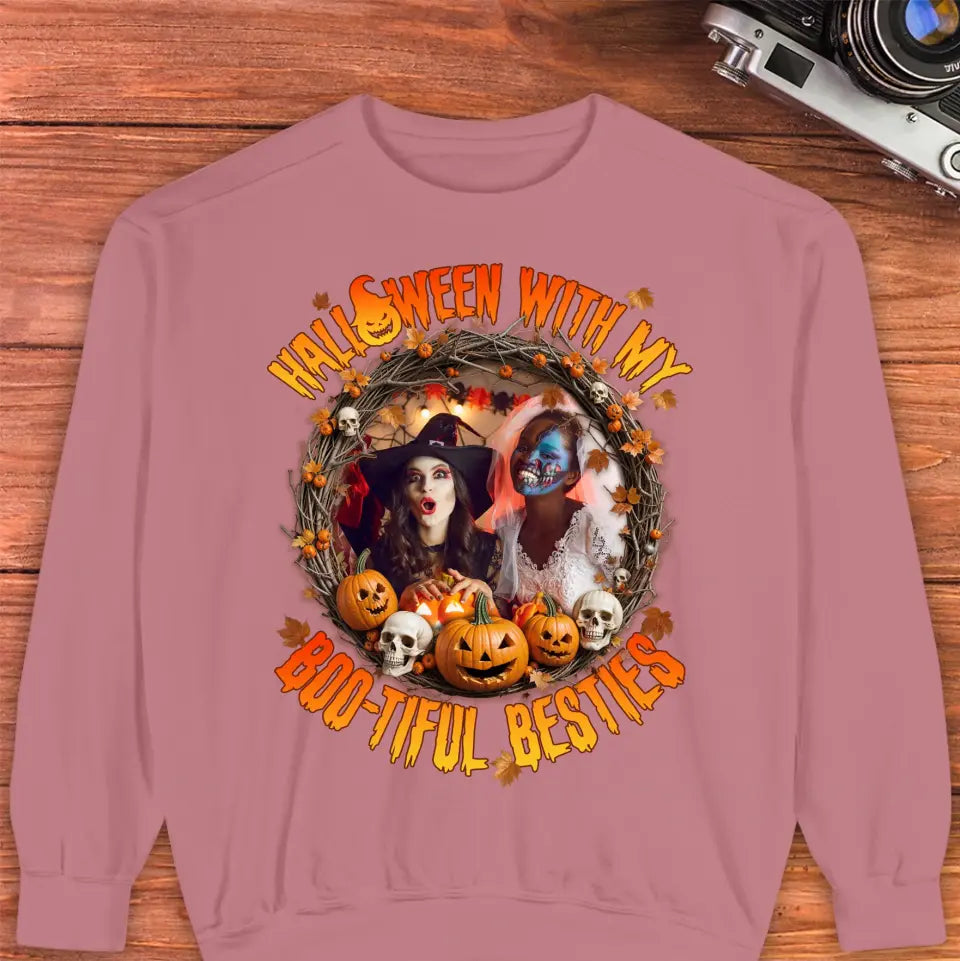 Halloween With My Boo-tiful Besties - Custom Photo - Personalized Gifts For Bestie - Hoodie