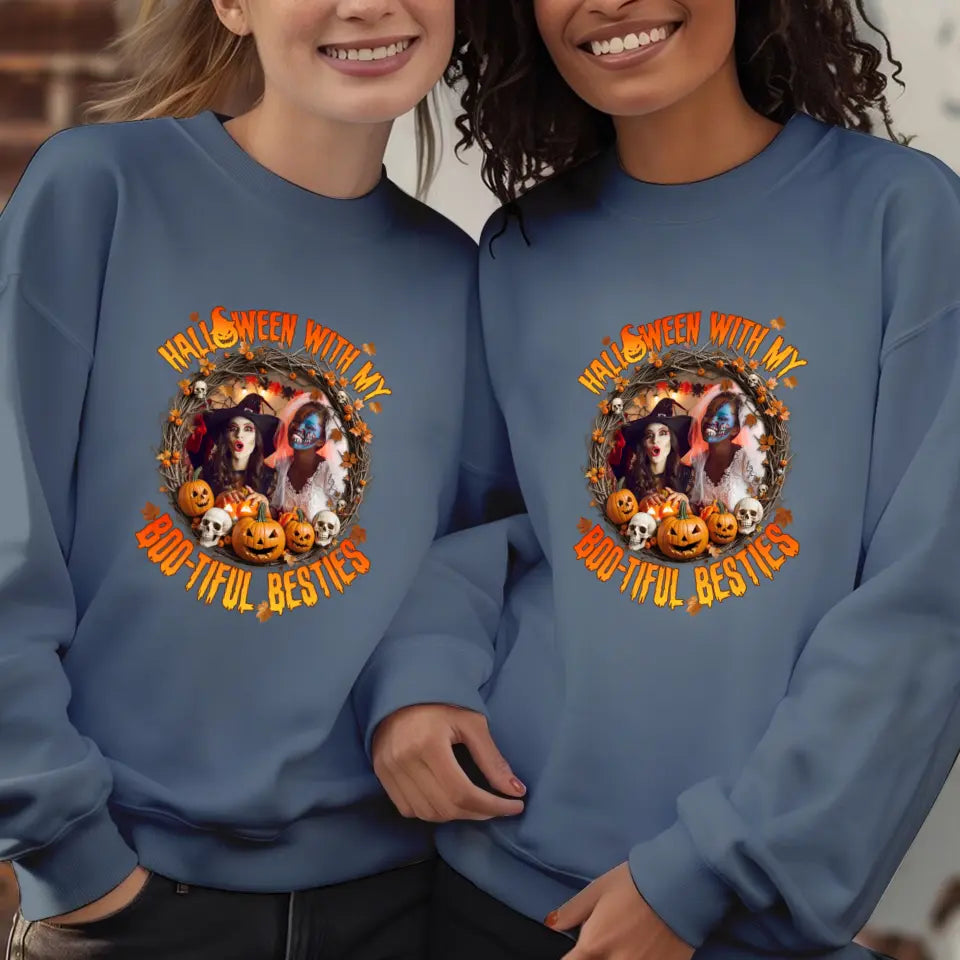 Halloween With My Boo-tiful Besties - Custom Photo - Personalized Gifts For Bestie - Hoodie