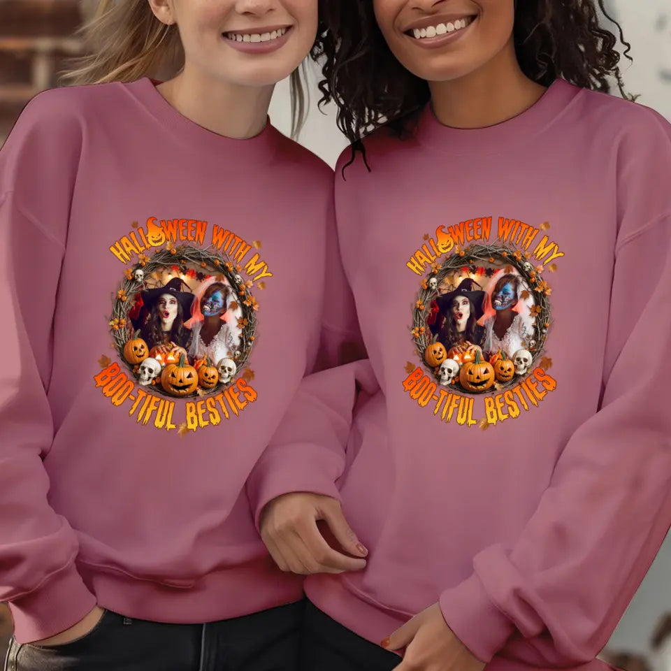 Halloween With My Boo-tiful Besties - Custom Photo - Personalized Gifts For Bestie - Hoodie